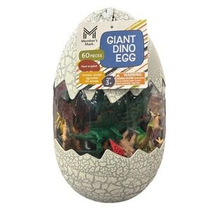 Member's Mark Giant Dino Egg Toy Set Kids OS White New 60 Piece Dinosaur Figures